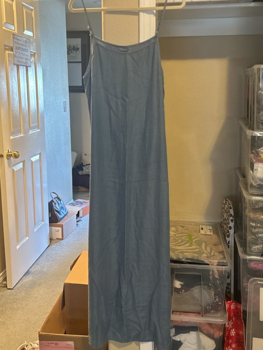 Aleeza Paris Joliet Blue Denim Maxi Dress Set Size Medium NWT Tencel 2-Piece